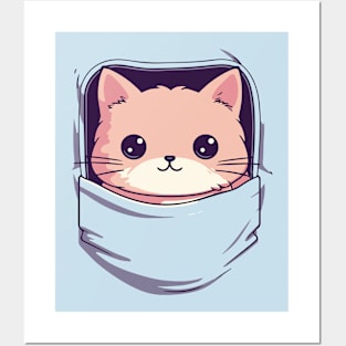 Kitten peeking out of the pocket. Impossible to resist! Posters and Art